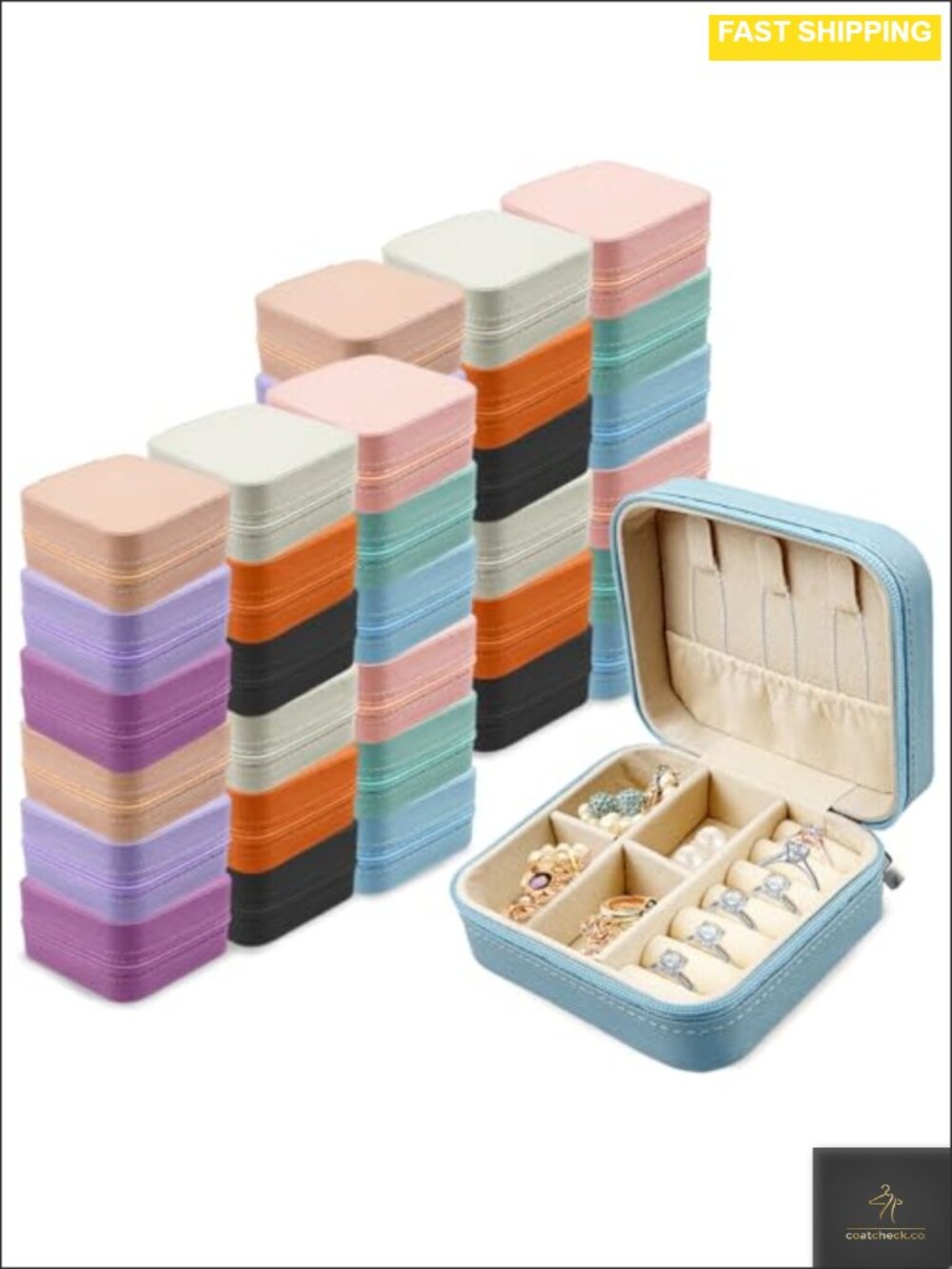Travel Jewelry Case Leather 36 Pcs Rings Earrings Necklaces Organizer